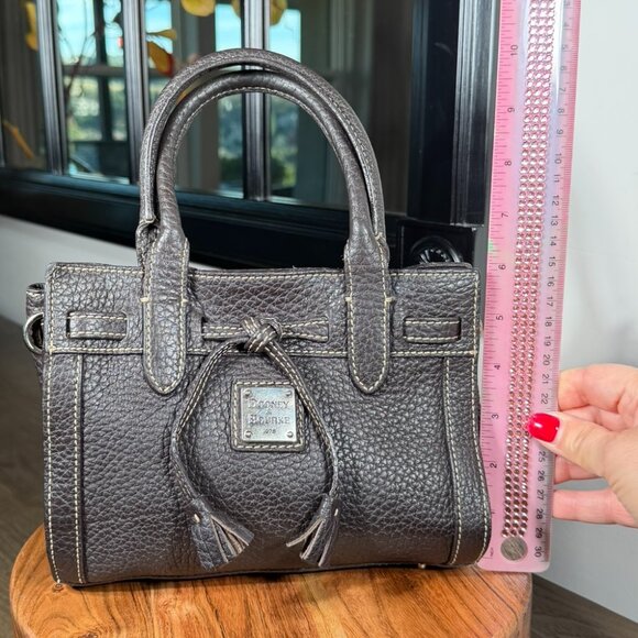 Dooney & Bourke Mini Pebbled Leather Tassel Satchel β Black - Picture 13 of 13